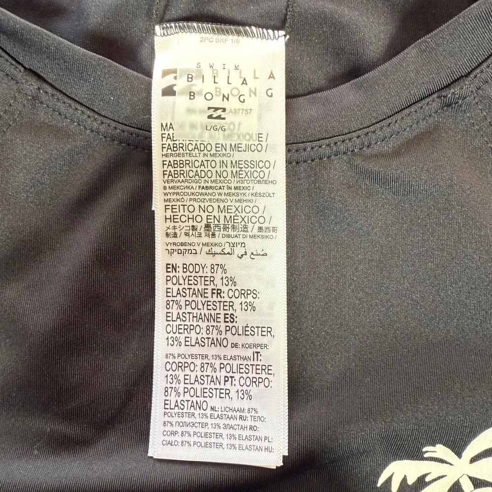 Billabong Sol Searcher Rashguard Womens L Black UPF 50+ Long Sleeve‎ Swim Top
